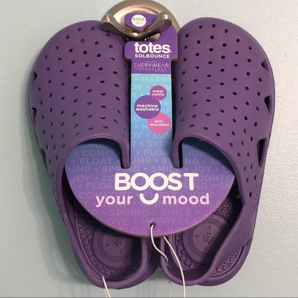NWT Little Girls 13/1 Purple Totes Sol Bounce Clogs Shoes - Picture 2 of 9